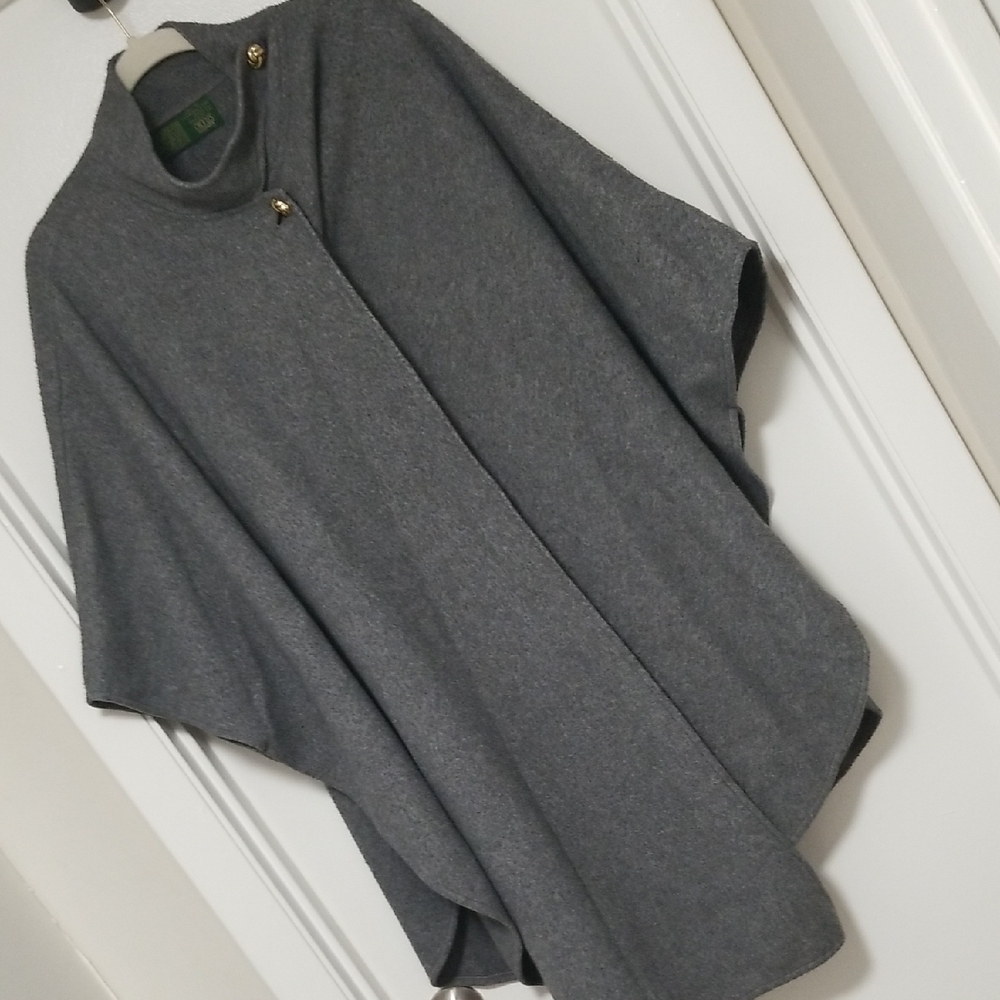 Signature Studio Grey Fleece Cape 90’s Boho Chic